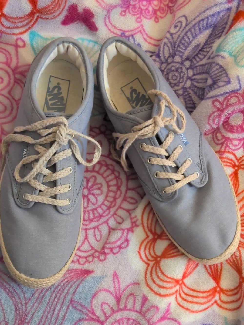 Vans Atwood Light Gray-Blue Canvas Low-Top Sneakers with Rope Trim Womens Size 9